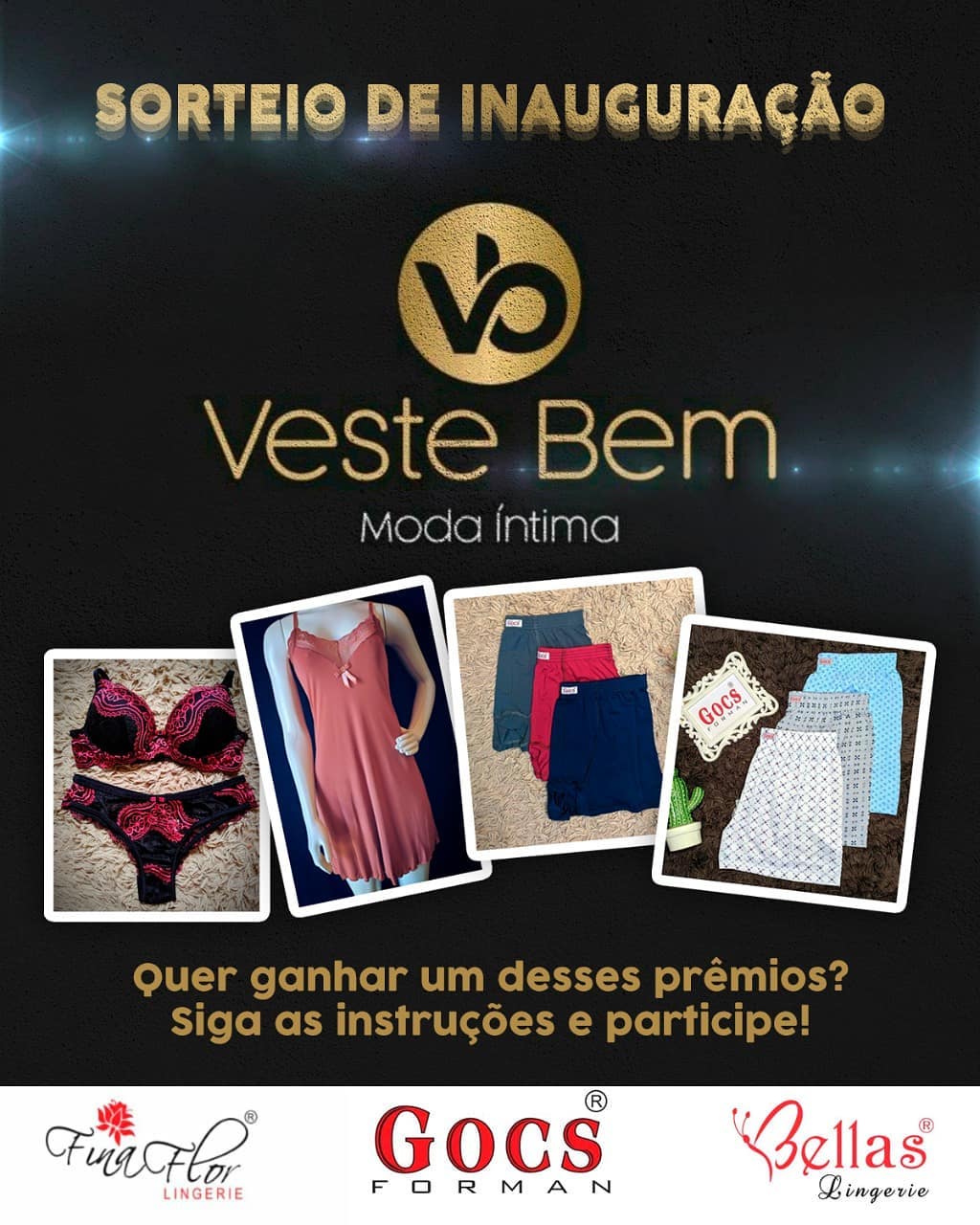 FOTO NÃO OFICIAL

#Sorteio #inauguração #modaíntima #Paracuru
Quer ganhar 1 conjunto de lingerie e 1 camisola, para as  mulheres e para os homens 1 kit com três cuecas e 1 samba canção? Se liga!
É só seguir as regrinhas abaixo, cruzar os dedos e abus...